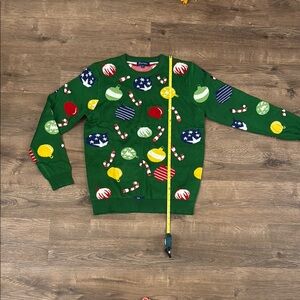 Holiday Sweater with Sequin Candy Canes